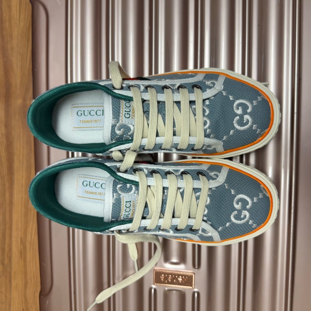 Gucci Blue and Orange Tennis Sneakers